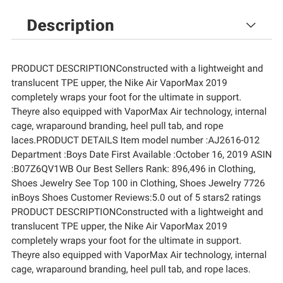 Nike Vapormax 2019 Youth size 6 - Picture 8 of 8